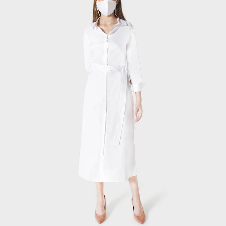 【送料&関税込】Off-White Cotton Shirtdress Cotton Maxi Shirt Dress in White – MAISON WU