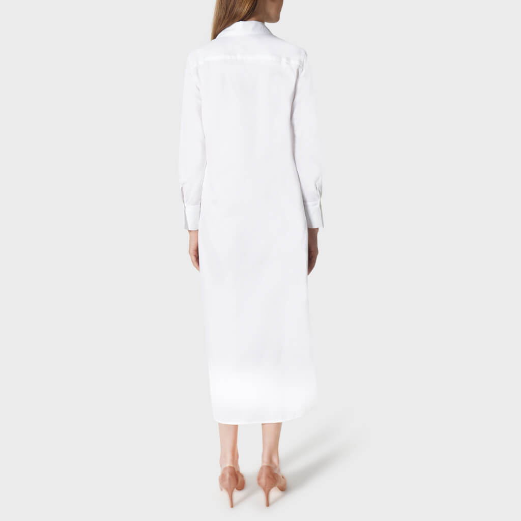 Cotton Maxi Shirt Dress in White  MAISON WU